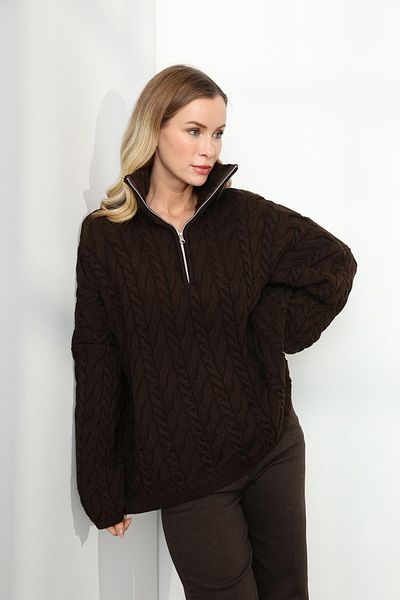 Qutu Butik 231078 ПЛЕТЕЕН ПУЛОВЕР С ЦИП ОТ ЧАРШАФ