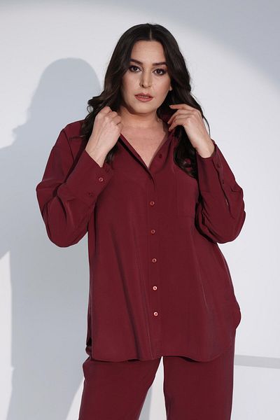Metpoint Cămașă oversize roșu Claret Trend42plus mărime mare
