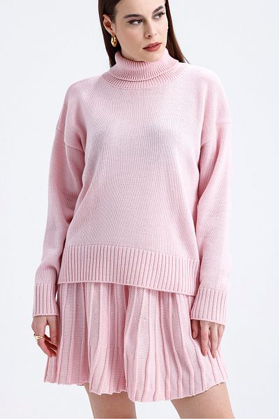 Askı Nişantaşı Turtleneck Knitwear Skirt Set