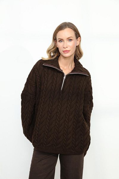 Qutu Butik 231078 ПЛЕТЕЕН ПУЛОВЕР С ЦИП ОТ ЧАРШАФ