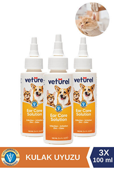 Veturel Kedi Kulak Temizleme Damlası Köpek Enfeksiyon Kaşıntı Kedi Kulak Uyuz...
