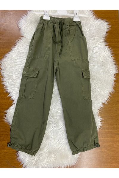 skycott Female Child Cargo Model Parachute Fabric Trousers Green Color