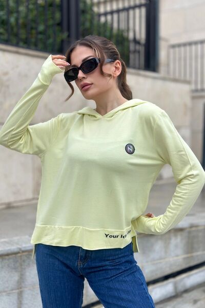 Juuuj Ženska bluza sa dugim rukavima u boji pistačije zelene, sa detaljima pr...