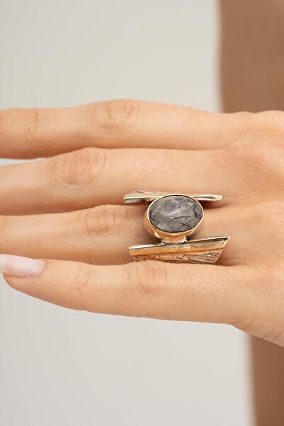 Sümer Telkari Rutil Kuvars Taşlı Elişi Gümüş Yüzük 3258