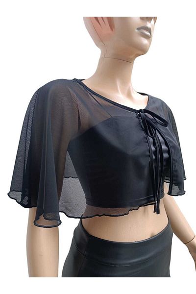 morche Women's Lacing Detailed Tulle Bolero Stylish Cape