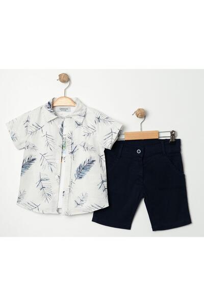 Chicsy Baby Style Shirt Leaf Pattern Adjustable Waist Short Sleeve Shorts 3-Piece Set Children's and Baby Clothing