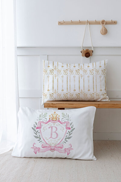 Tuğba Kuğu 2'li Yastık Kılıfı (35x45) Pink Royal Series - B Harfi