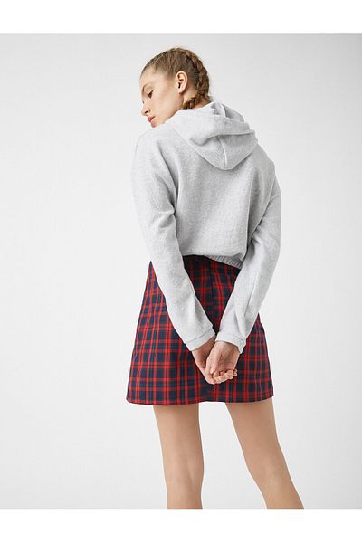 Koton Women's Red Plaid Skirt 1KAL78131IW