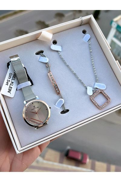 Daniel Klein Wicker Series Steel Cord 30 Mt Water Resistant Women's Wrist Watch with Bracelet and Necklace Gift