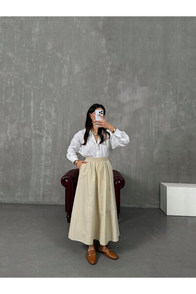 nizzell Poplin Fabric Pocket Waist Rubbered Equivalent Skirt