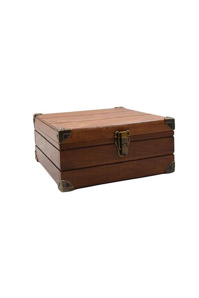 t tun's woods 22Cmx22Cm Gen. 10 cm Height - Wooden Square Box with Clip