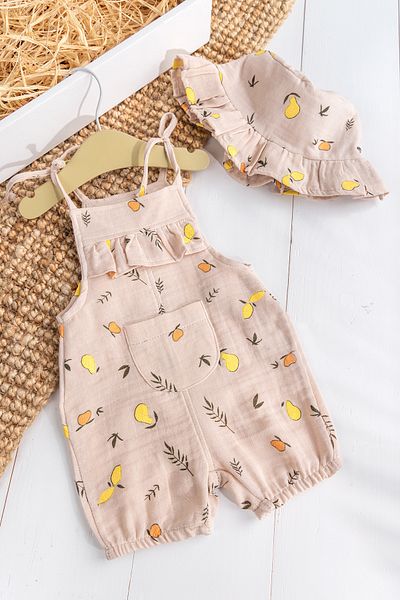 Babymod Frilly Hat Summer Muslin Baby Girl Jumpsuit