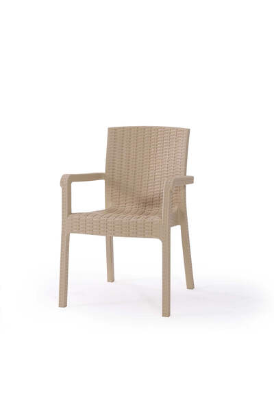 ZİYNET HOME Rattan Sandalye 2 Adet Rattan Victor Kollu Sandalye Koltuk 2'li Set A plus