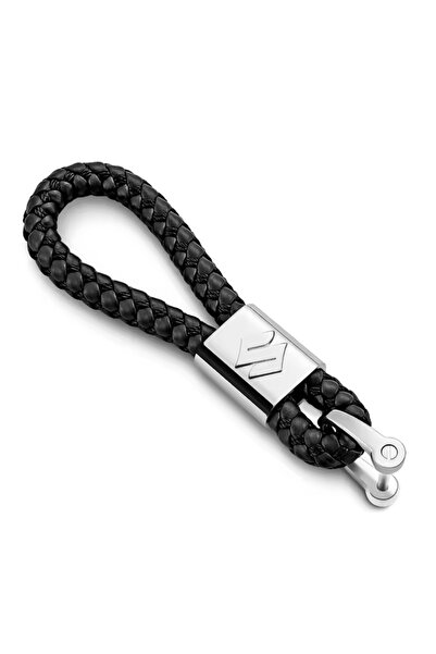 RoseTR Suzuki Swift and Compatible Black Leather Braided Keychain