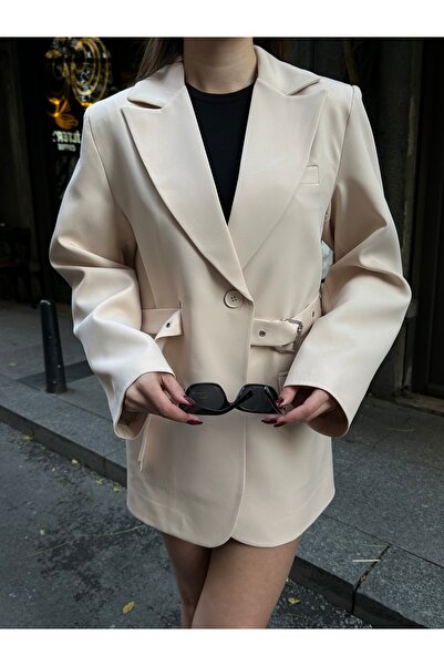 VOLT CLOTHİNG Women's Belt Detailed Lined Blazer Jacket