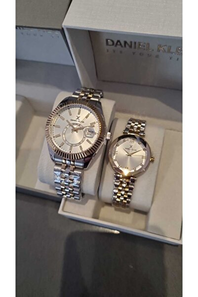 Daniel Klein Gray-Gold Color Couple Lover Date Watch Bracelet Gift