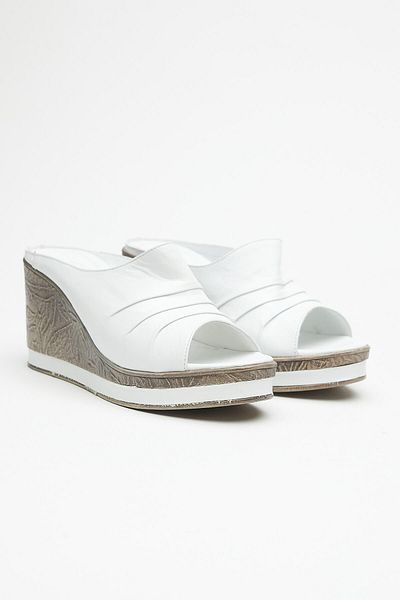 Venüs White Wedge Heel Leather Women's Slippers - 2015702 Y