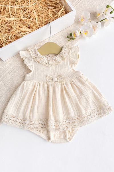 Babymod Laced Bow Summer Muslin Baby Girl Dress Baby Jumpsuit