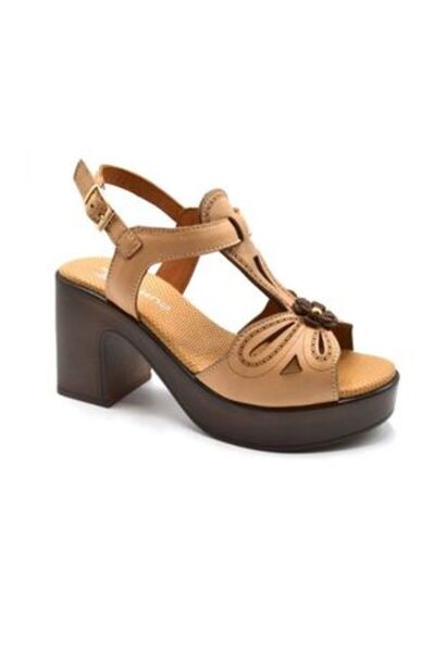 Venüs Kadın Apartman Topuk Deri Sandalet Nude 2217006Y