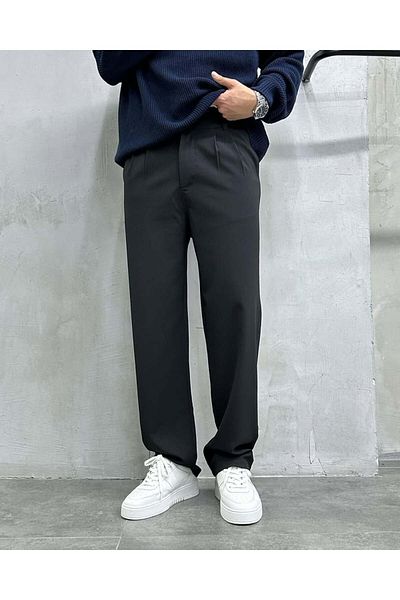 DİFRANSEL Comfortable Fit Pleated Fabric Baggy Pants