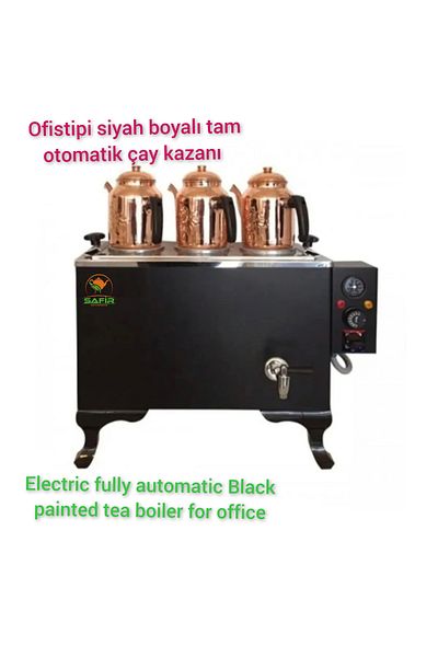 SAFİR ÇAY KAZANLARI 3 Eyes Black Painted Fully Automatic Tea Boiler Office Type Tea Samovar Only Electric Tea Machine