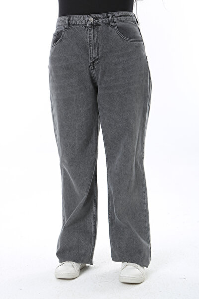 Şans Women's Plus Size Smoked High Waist 5 Pockets Jeans 65N38727