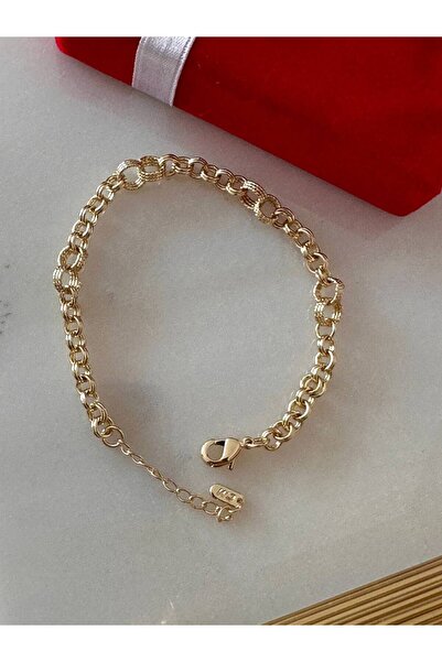 Esmeray Aksesuar Vip Çelik 14 Ayar Altın Rengi Lazer Kesim Antialerjik Bilekl...