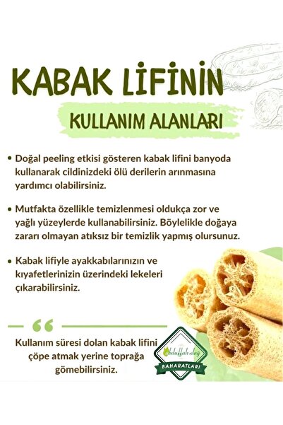 Hacıoğlu baharat Hatay Yöresel Doğal Ham Kabak Lif Hamam Lifi 45/50 Cm