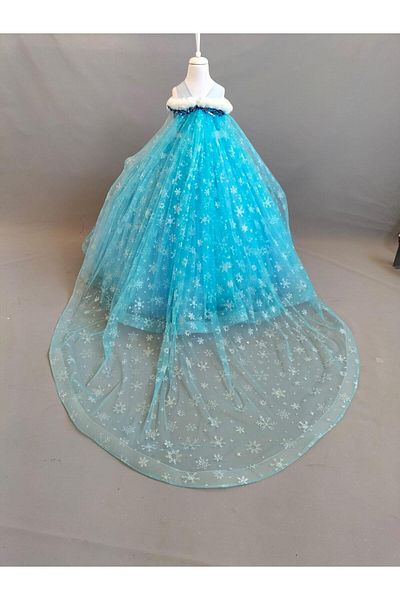 Star Kids Costum Elsa Fata cu Pelerina, Rochie Elsa Pelerina Albastra Fata