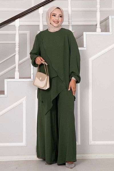 EBRUTESETTÜR Asymmetrical Cutting Aerobin Hijab Double Set