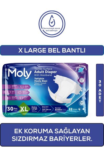Moly Bel Bantlı Hasta Bezi Xlarge 30'lu