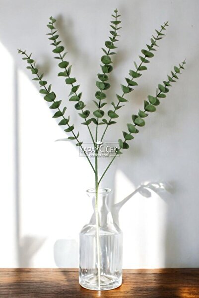 Yapay Çiçek Deposu Yapay Retro Pastel Okaliptus Dalı 80 cm Koyu Yeşil