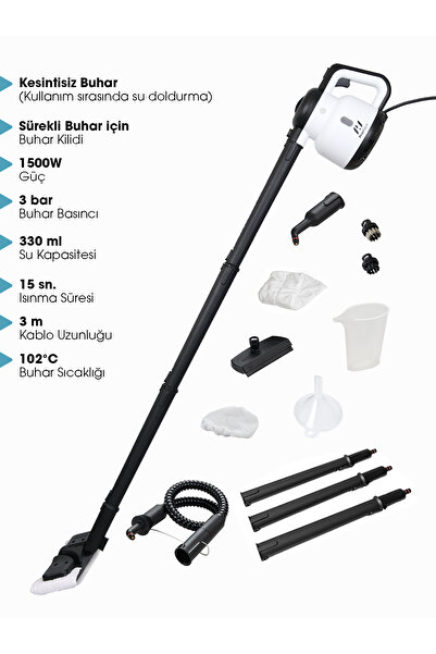 PiranTech CB-902 Buharlı Temizlik Makinası - Buharlı Temizleyici - Floor Max Set