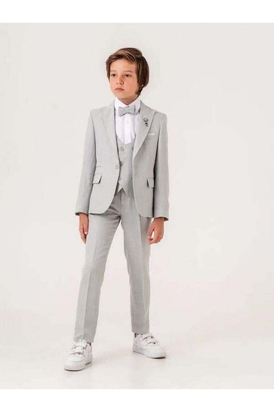 Zekids Boy's Badge Pocket Handkerchief Detailed Suit (10-14 Years Old)