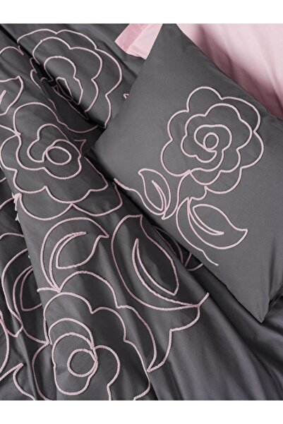 Cotton Box Brode Ranforce Double Duvet Cover Set Primula Pink