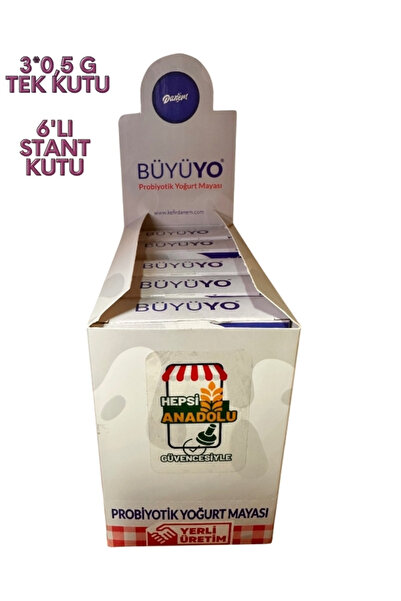 HEPSİ ANADOLU BüyüYo Probiyotik Yoğurt Mayası 3*0,5g Tek Kutu-6'lı Stant Kutu