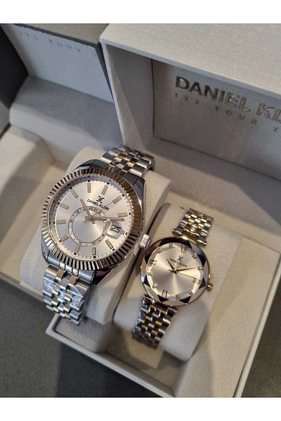 Daniel Klein Gray-Gold Color Couple Lover Date Watch Bracelet Gift