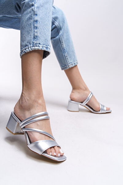 Riccon Papuci cu toc argintiu Lesnalue pentru femei - 0012115