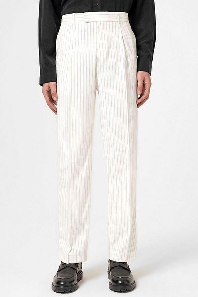 Antioch White Striped Relaxed Fit Men's Trousers