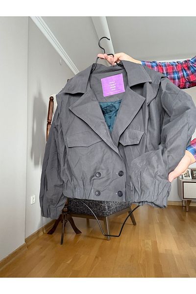 Natavanbutık Smoked Color Oversize Short Trench Coat