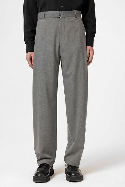 Antioch Men's Gray High Waist Belted Trousers