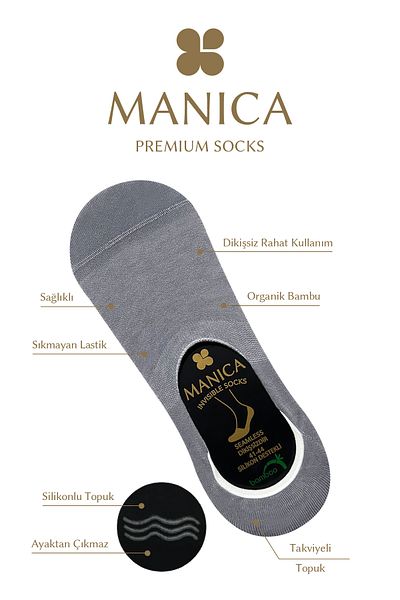 MANICA Сиви мъжки бамбукови балерини, 4 чифта