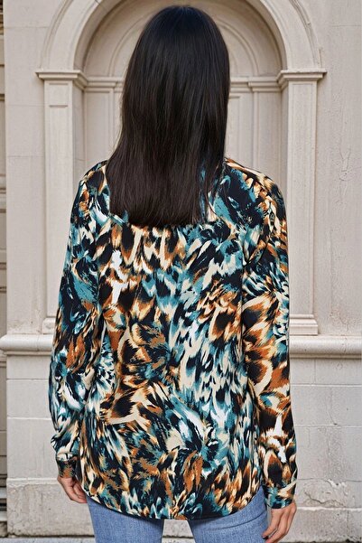 Juuuj Cămașă cu mânecă lungă, multicoloră, cu modele abstracte