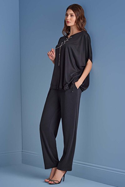 Guitar Прямі чорні трикотажні штани