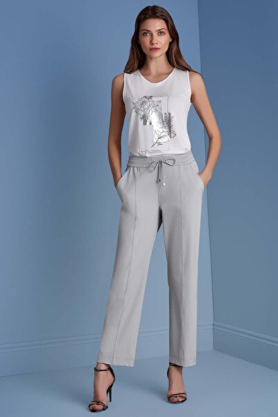 Guitar Düz Paça Gri Dokuma Pantolon