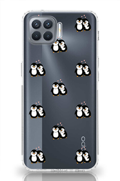 moonset Oppo Reno 4 Lite Uyumlu Penguenler Tasarımlı Baskılı Şeffaf Telefon K...