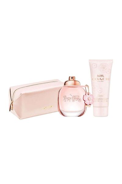 Coach عطر كوتش فلورال للنساء، 90 مل، لوشن للجسم 100 مل، حقيبة أدوات تجميل