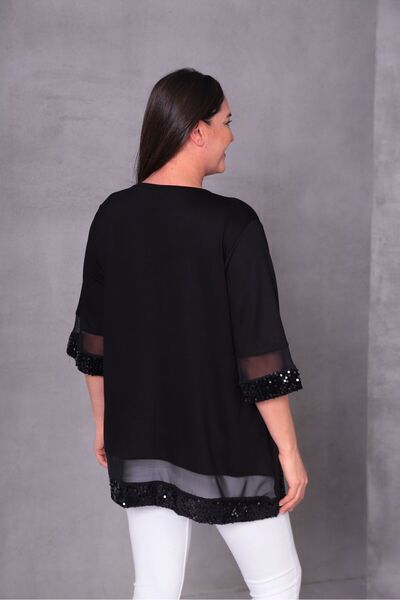 Esina Women's Crystal Fabric Tunic with Sequins and Tulle Detail