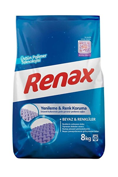 RENAX Toz Çamaşır Makinesi Deterjanı 8 Kg Renkli ve Beyazlar