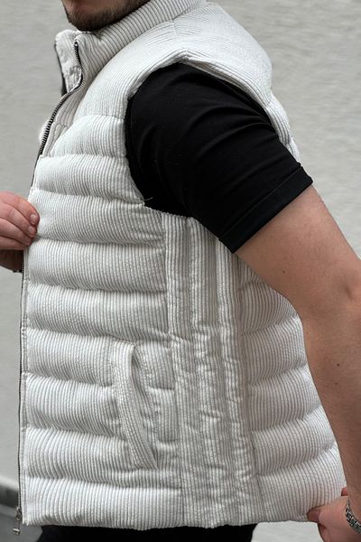 Moderk New Velvet Corduroy Zip-Up Inflatable Vest Men